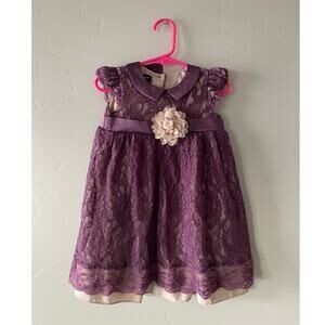 Wendy Bellissimo Purple Lace Baby Girls Dress- size 18m